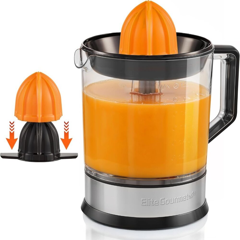 BPA-Free Electric Citrus Juicer with 2 Cones, Compact, Large Volume, Pulp Contro